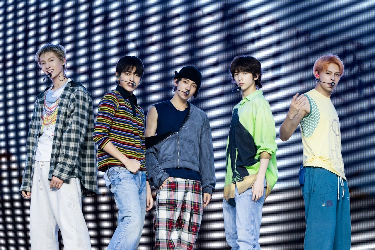 Cortis performs its prerelased song "Go!" during a showcase in Seoul on Monday. (Big Hit Music)