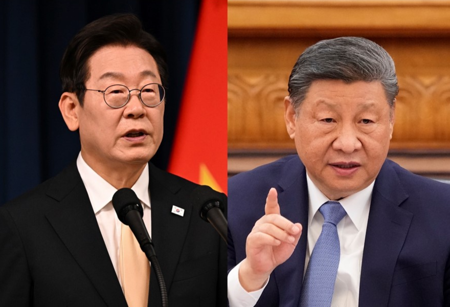 This composite photo shows President Lee Jae Myung (left) and Chinese President Xi Jinping. (Getty Images)