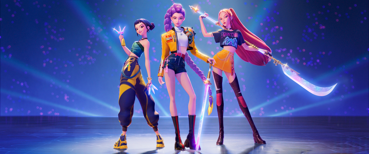 "KPop Demon Hunters" features, from left, characters Zoey, Rumi and Mira.  (Netflix)