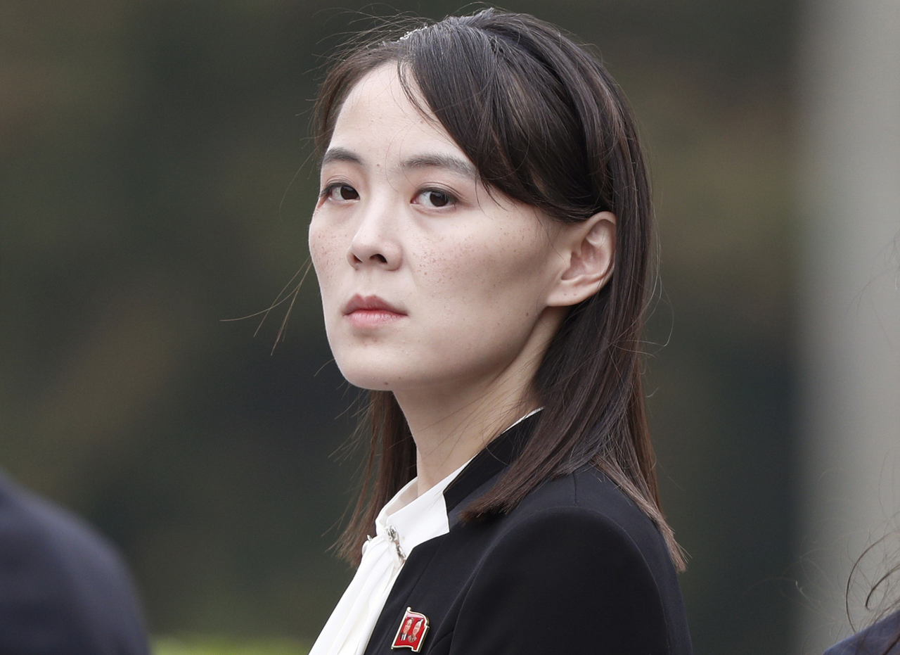 FILE - Kim Yo Jong, the powerful sister of North Korean leader Kim Jong Un, attends a wreath-laying ceremony at Ho Chi Minh Mausoleum in Hanoi, Vietnam, March 2, 2019. (Pool Photo via AP)
