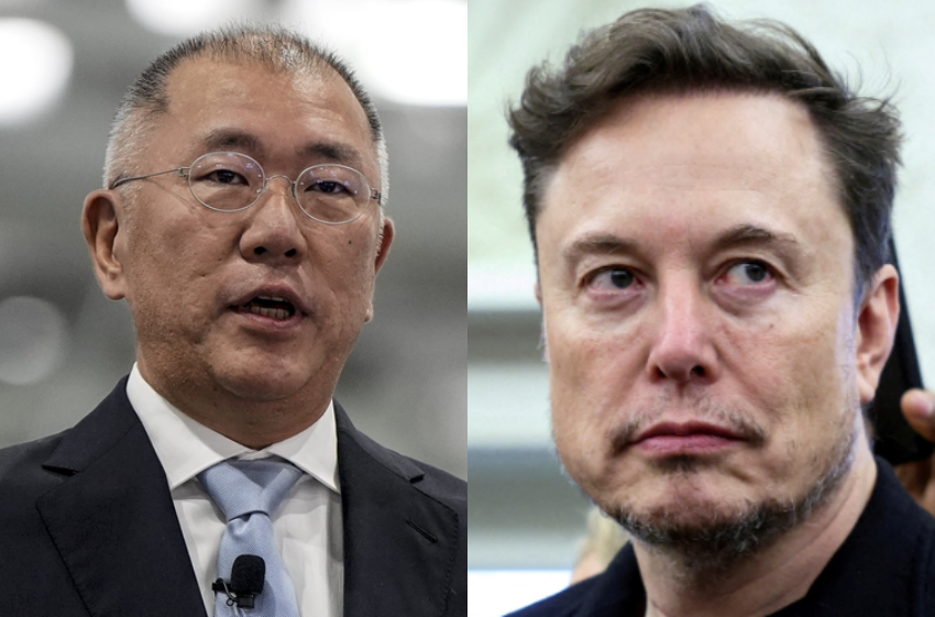 정의선(왼쪽) 현대자동차그룹 회장과 일론 머스크 테슬라 CEO [AP, 로이터]