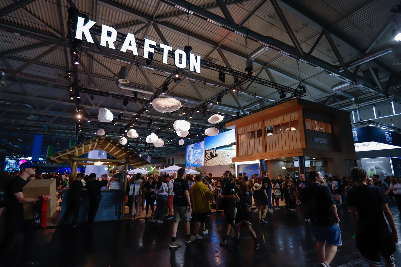 Gaming fans visit Krafton's exhibition booth at Gamescom 2025 in Cologne, Germany, Thursday. (Krafton)