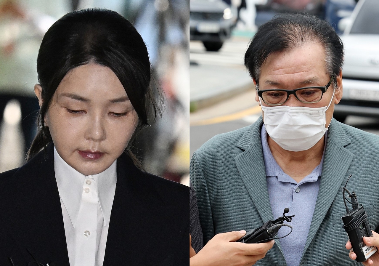 This composite image shows  former first lady Kim Keon Hee (left) and shaman Jeon Seong-bae. (Yonhap)