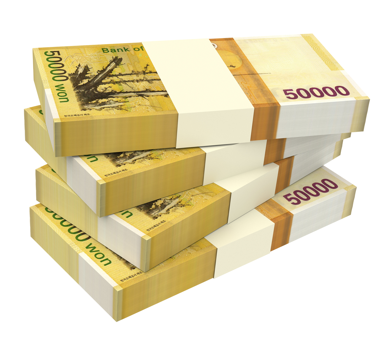 Stacks of 50,000 Korean won banknotes (123rf)