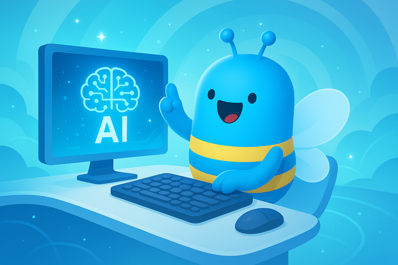 우리은행 캐릭터인 위비가 생성형 인공지능(AI) 플랫폼을 활용하고 있는 모습 [AI가 제작, 우리은행 제공]