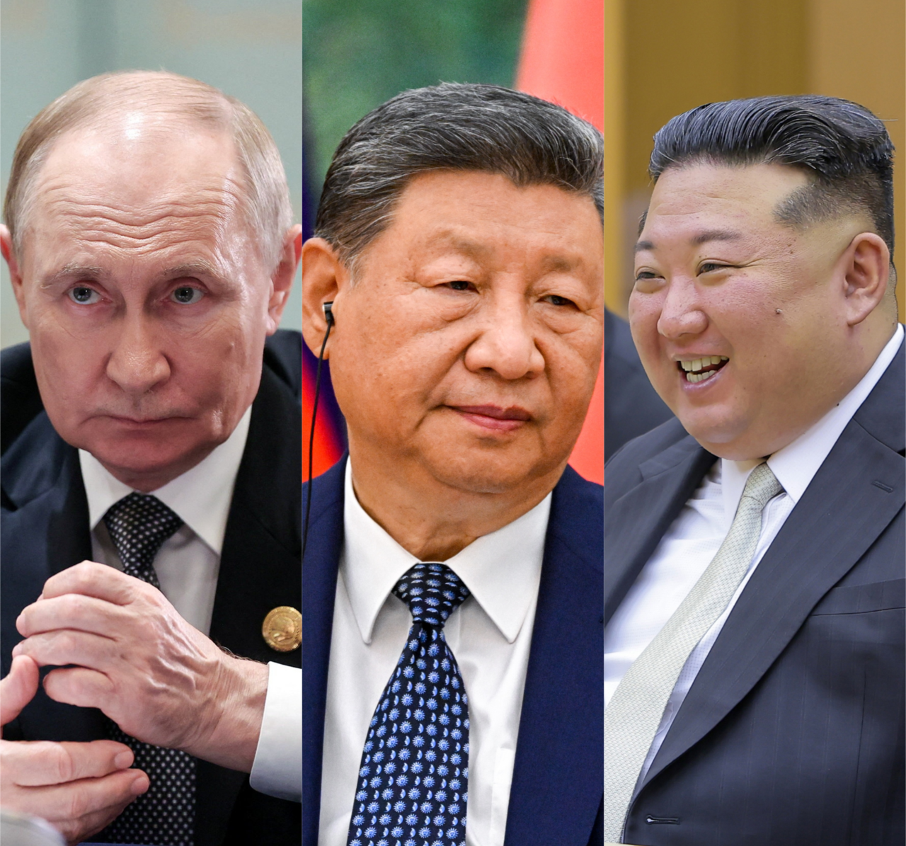 From left: Russian President Vladimir Putin, Chinese President Xi Jinping and North Korean leader Kim Jong-un. (Handouts via Reuters, TASS and the Korean Central News Agency/Yonhap; photo compilation by The Korea Herald)