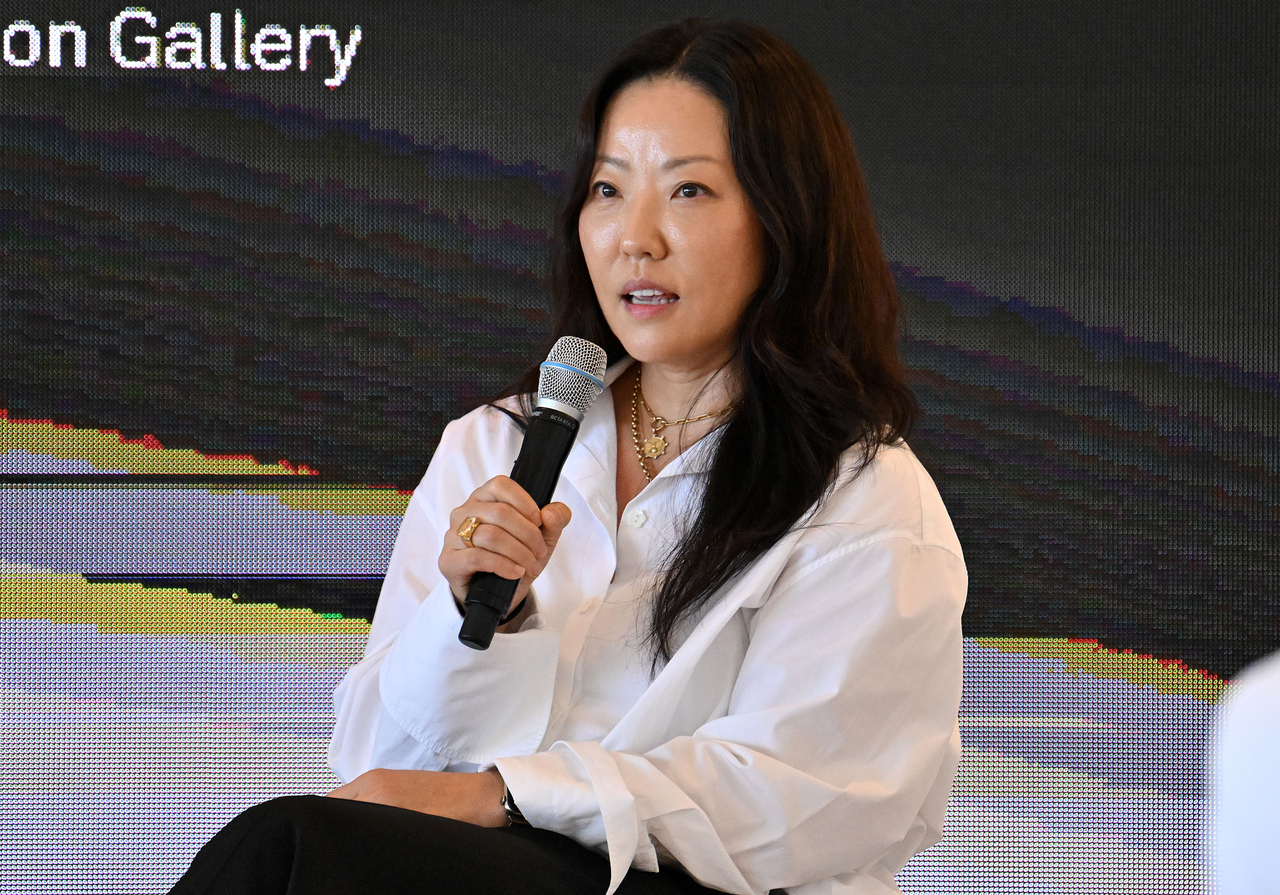 Jane Yang-D'Haene speaks during Session 2 of Design Talks at Dongdaemun Design Plaza in Seoul, Tuesday. (Im Se-jun/The Korea Herald)