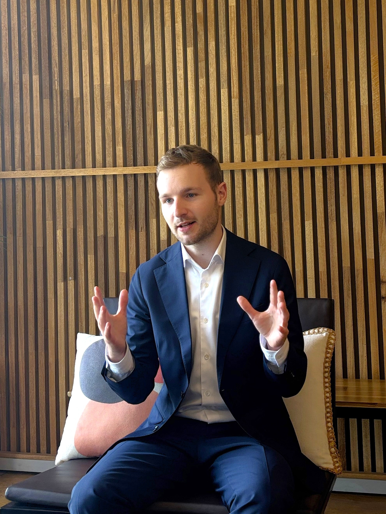 Lars Klesse, analyst of the global bioenergy market research division at Rystad Energy, speaks during an interview with The Korea Herald on Wendesday in Seoul. (Rystad Energy)