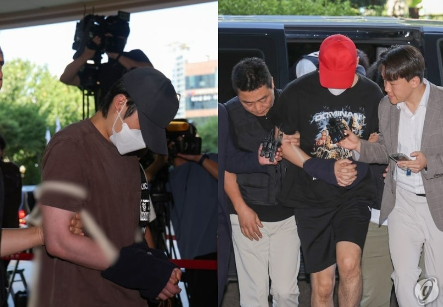 서울 서대문구에서 대가 토토사이트학생들을 유괴하려 한 20대들이 구속 심사를 받기 위해 5일 서울서부지법에 출석하는 모습.[연합]