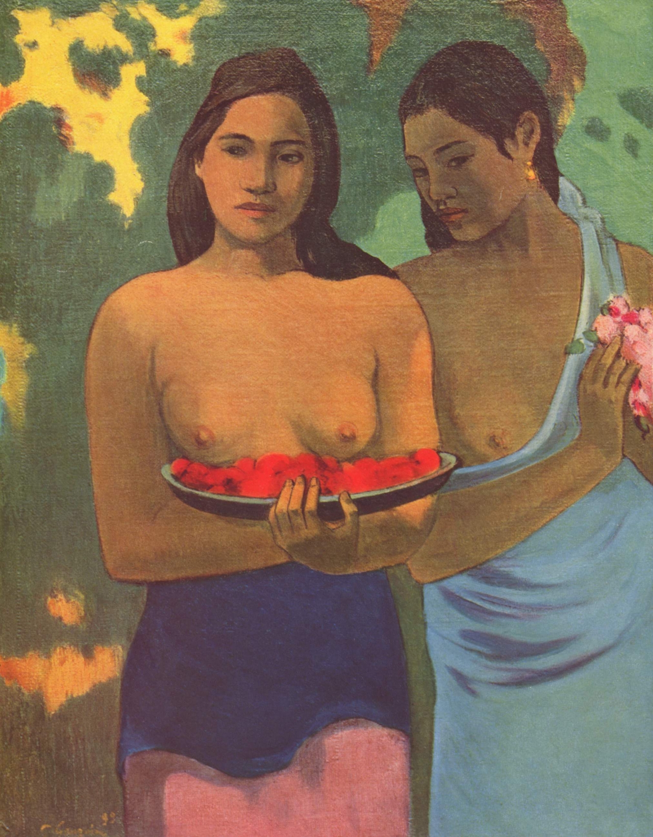 폴 토토 사이트 바카라, 두 명의 타히티 여인, 1889, 캔버스에 유채, 94x72.4cm, 메트로폴리탄 미술관