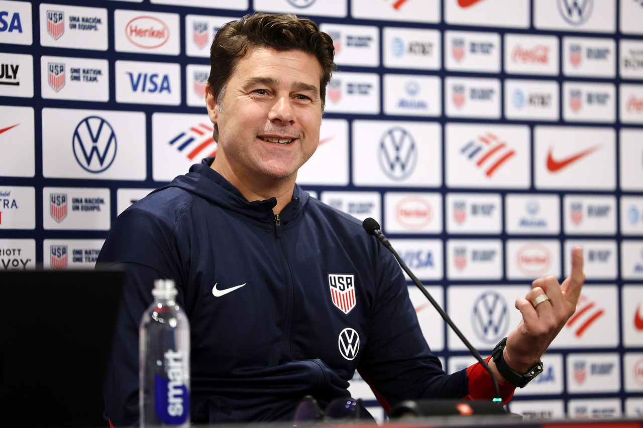 Mauricio Pochettino, head coach of the United States men's national football team, speaks at a press conference at Hyatt Regency Morristown in Morristown, New Jersey, Friday. (Yonhap)