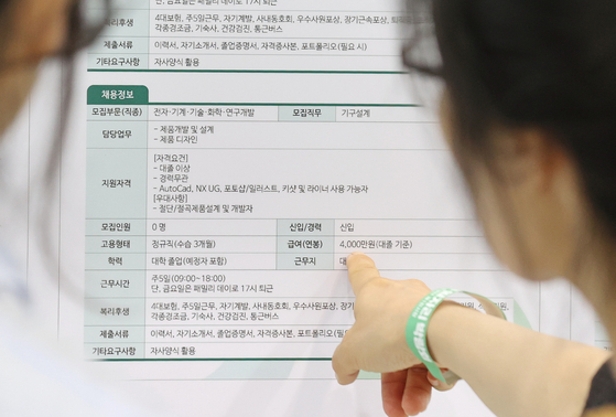 취업준비생들이 채용공고를 살펴보고 있다. 기사 내용과 관련 없는 사진 [연합]
