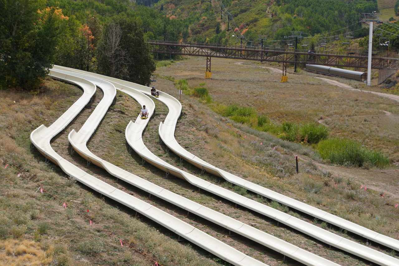 Park City's four-season sledding lanes will give you an Olympic bobsleigh-like feel.