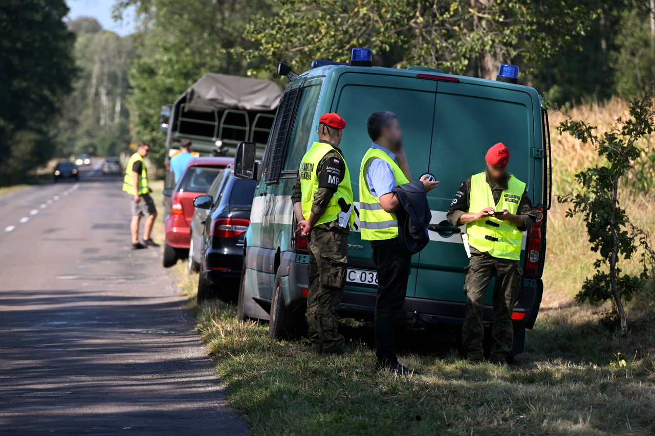 Services are underway at the site in the village of Wyhalew, eastern Poland, where debris from a Russian drone and missile were found on September 10, 2025. (EPA)