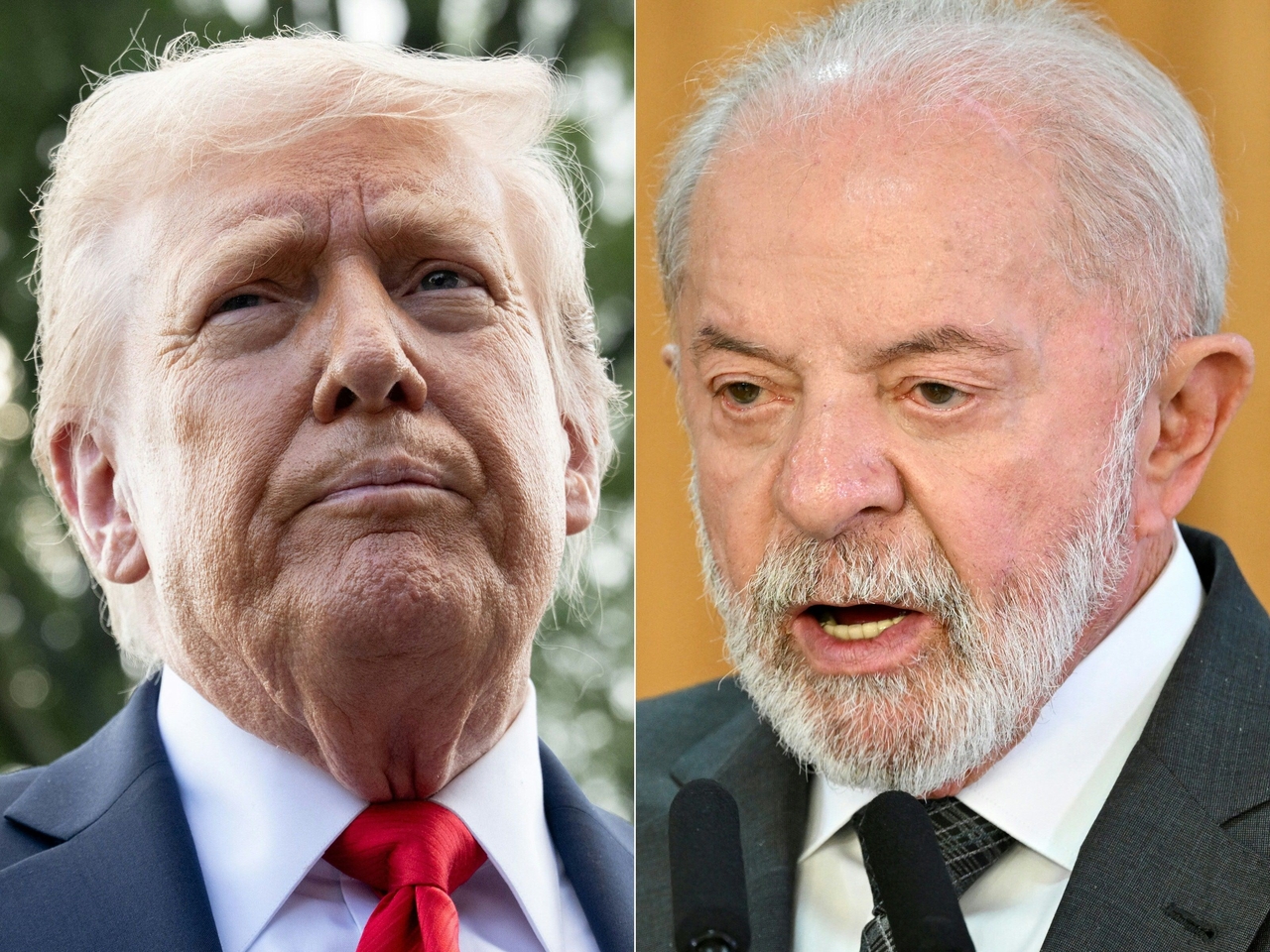 US President Donald Trump (left) and Brazil's President Luiz Inacio Lula da  Silva (AFP-Yonhap)