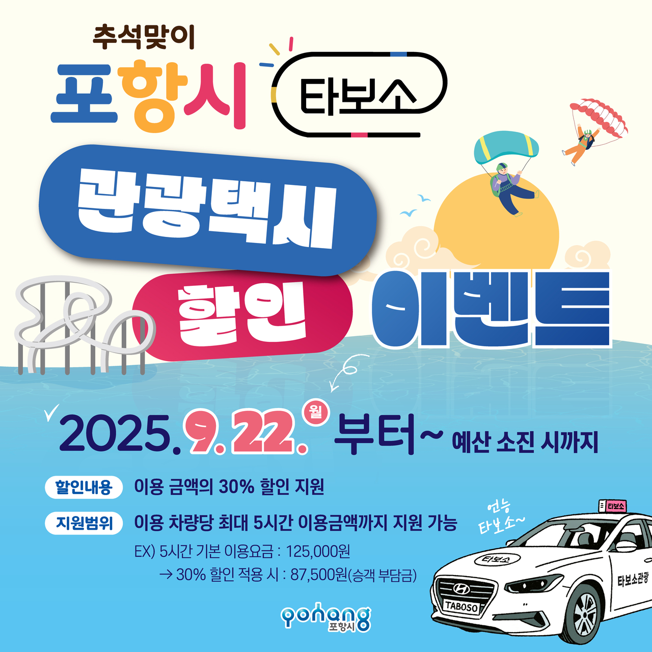 ‘타보소 관광택시 할인 이벤트’ 카드뉴스 이미지.[포항시 제공]