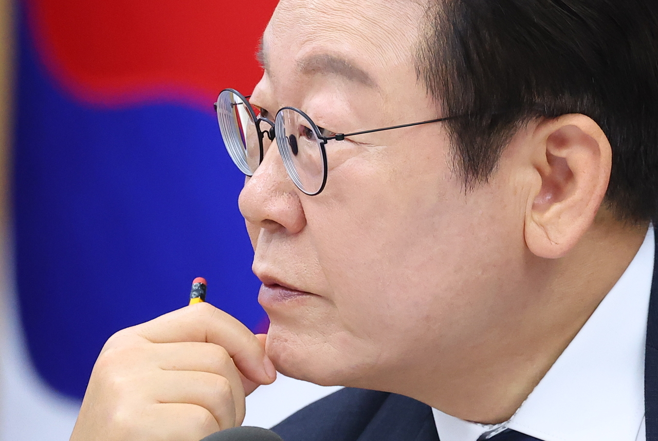 President Lee Jae Myung attends a Cabinet meeting held at the Government Complex Sejong on Tuesday. (Yonhap)