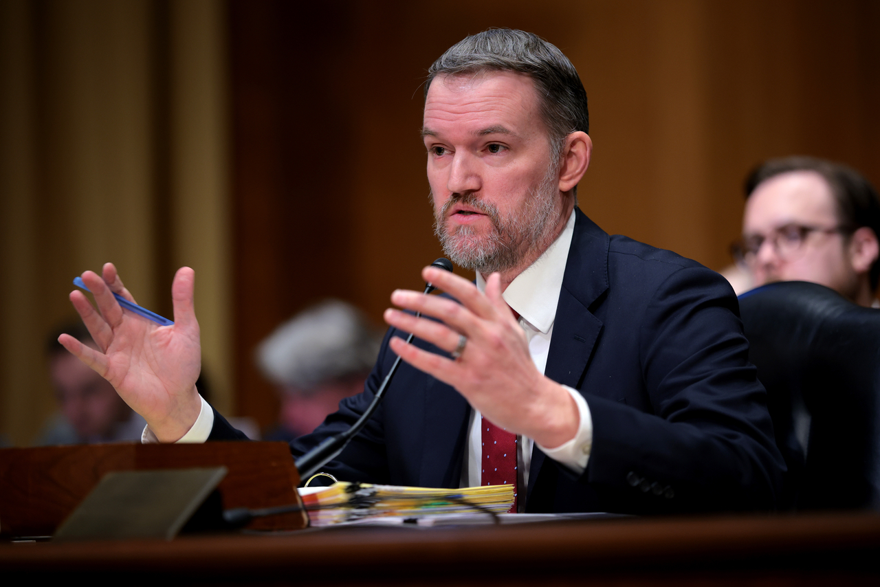 US Trade Representative Jamieson Greer testifies before the Senate Finance Committee in the Dirksen Senate Office Building on April 8, 2025 in Washington, DC. Greer testified on President Trump’s 2025 trade policy agenda. (Getty Images)