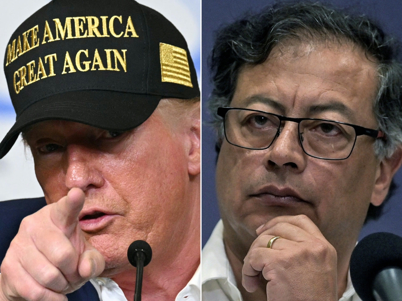 US President Donald Trump (left) and Colombian President Gustavo Petro (AFP-Yonhap)