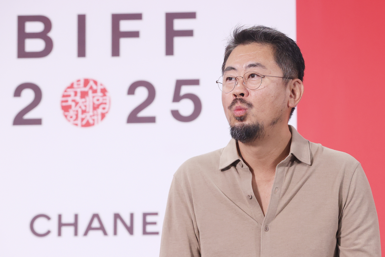 Jury president Na Hong-jin listens to a question during the 30th Busan International Film Festival Competition Jury press conference at the Busan Cinema Center in Haeundae-gu, Busan, Thursday. (Yonhap)