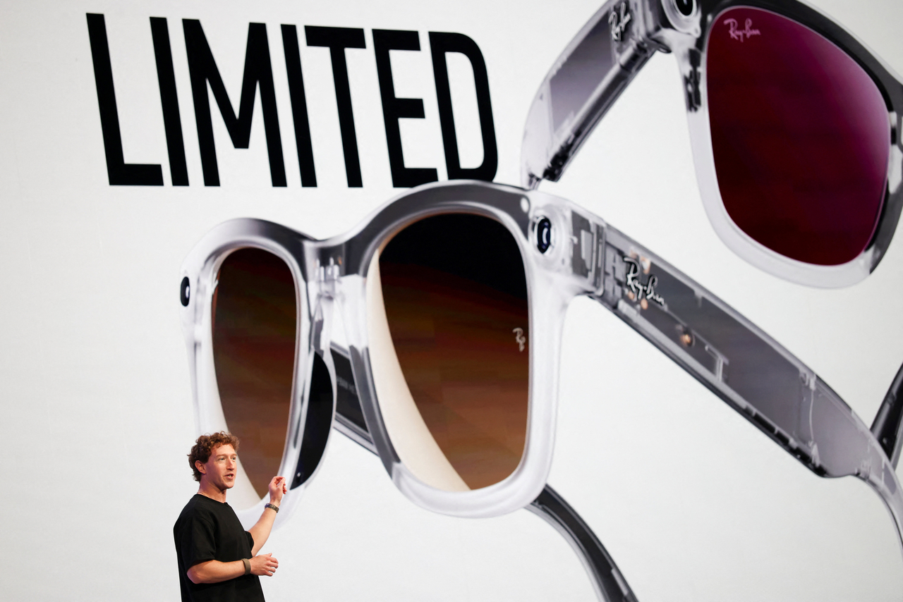 Meta CEO Mark Zuckerberg delivers a speech during the Meta Connect event at the company's headquarters in Menlo Park, California, on Wednesday.   Reuters-Yonhap