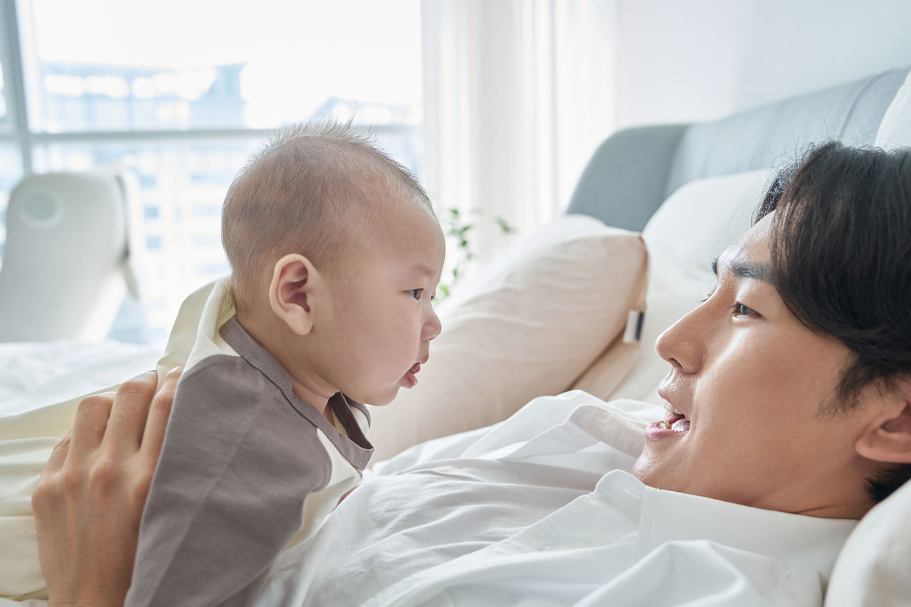 A stock photo of a father with a baby (Getty Images Bank)