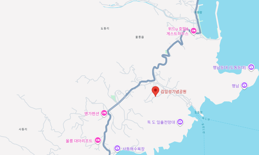 구글(Google) 지도 에 ‘도동 약수공원’이 ‘김일성 기념 공원’으로 표시돼 있다.[토토사이트 위키 캡쳐]