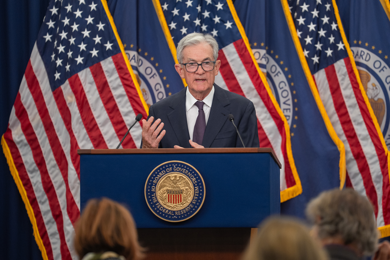 US Federal Reserve Chair Jerome Powell attends a press conference in Washington on Wednesday.   Xinhua-Yonhap