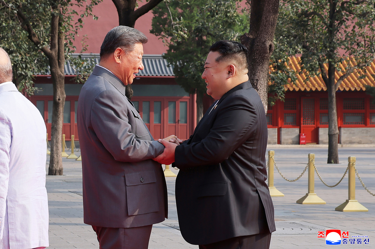 North Korean leader Kim Jong-un attends China’s 80th Victory Day anniversary event in Beijing on Sept. 3, 2025, in this photo released by the Korean Central News Agency the following day. (Yonhap)