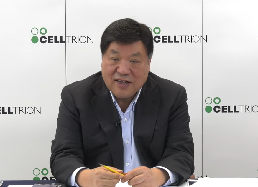 Celltrion Group Chairman and founder Seo Jung-jin speaks during an online video press conference on Tuesday. (Celltrion)