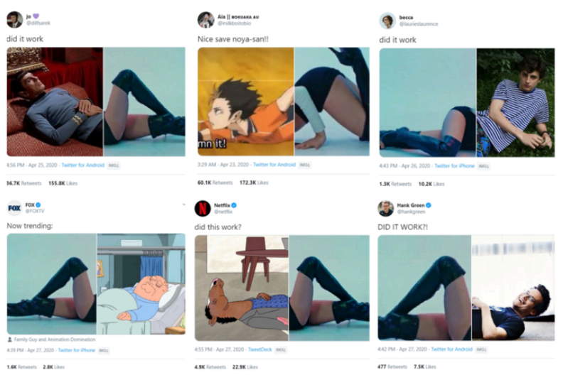 Screenshots of Lisa‘s legs from a dance video shot by King were turned into a meme and went viral in 2020. (Twitter)