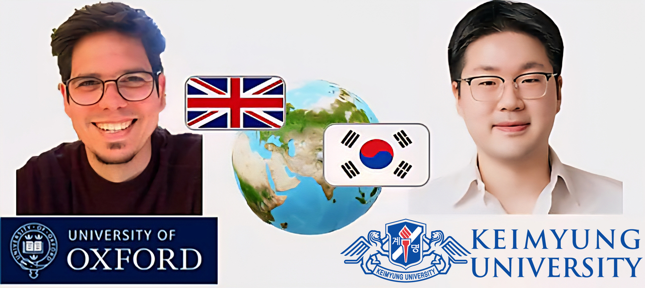 영국 옥스퍼드대 공학부 토비아스 헤르만 교수(왼쪽)와 계명대 기계공학과 김익현 교수.[계명대 제공]
