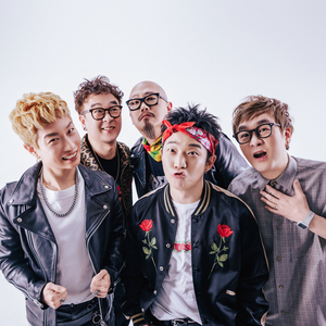 Korean punk band Crying Nut, pioneers of the Hongdae indie scene that began at Club Drug in 1995, posing for an anniversary portrait