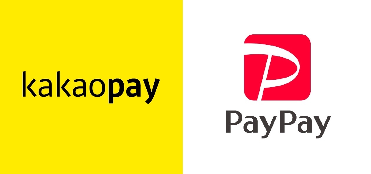 Logos of Korea's Kakao Pay and Japan's PayPay