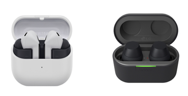 Samsung Electronics' Galaxy Buds3 FE (left) and LG Electronics' Xboom Buds Plus (Samsung Electronics/LG Electronics)