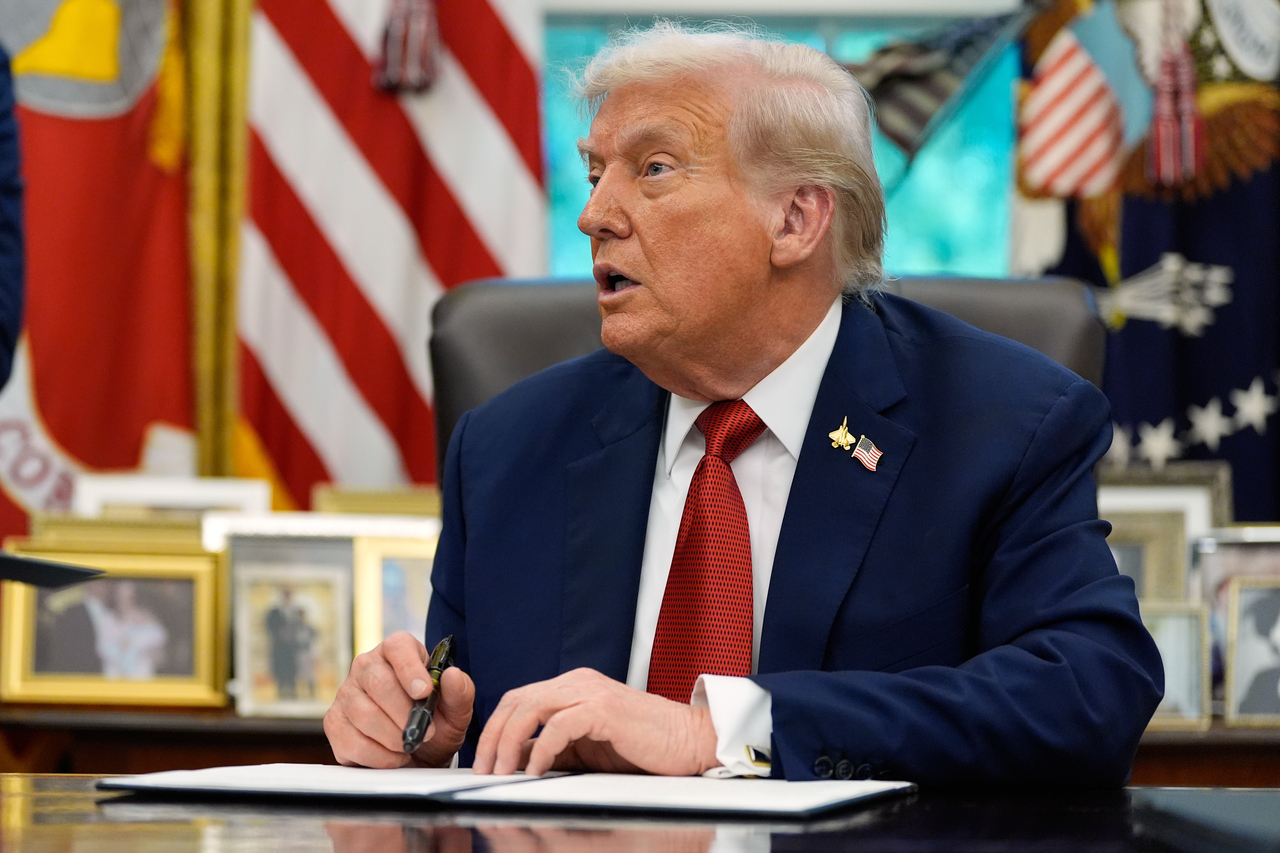 President Donald Trump speaks in the Oval Office at the White House, in Washington, on Thursday. (AP)