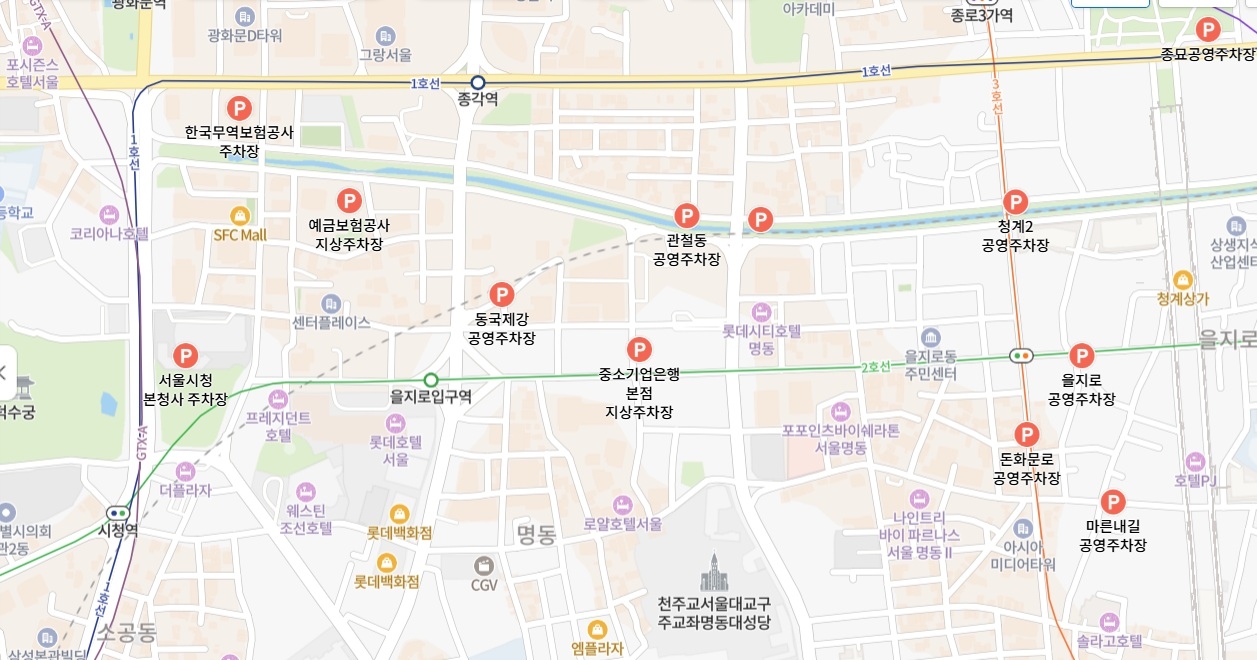 을지로 일대 ’무료비트코인 스포츠토토’ 검색 결과[출처 : 네이버 지도]