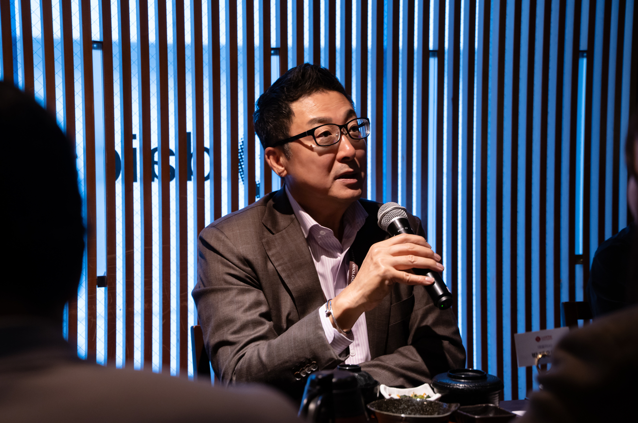 Lotte Biologics CEO James Park speaks to reporters on the sidelines of Bio Japan 2025 in Yokohama on Thursday. (Lotte Biologics)
