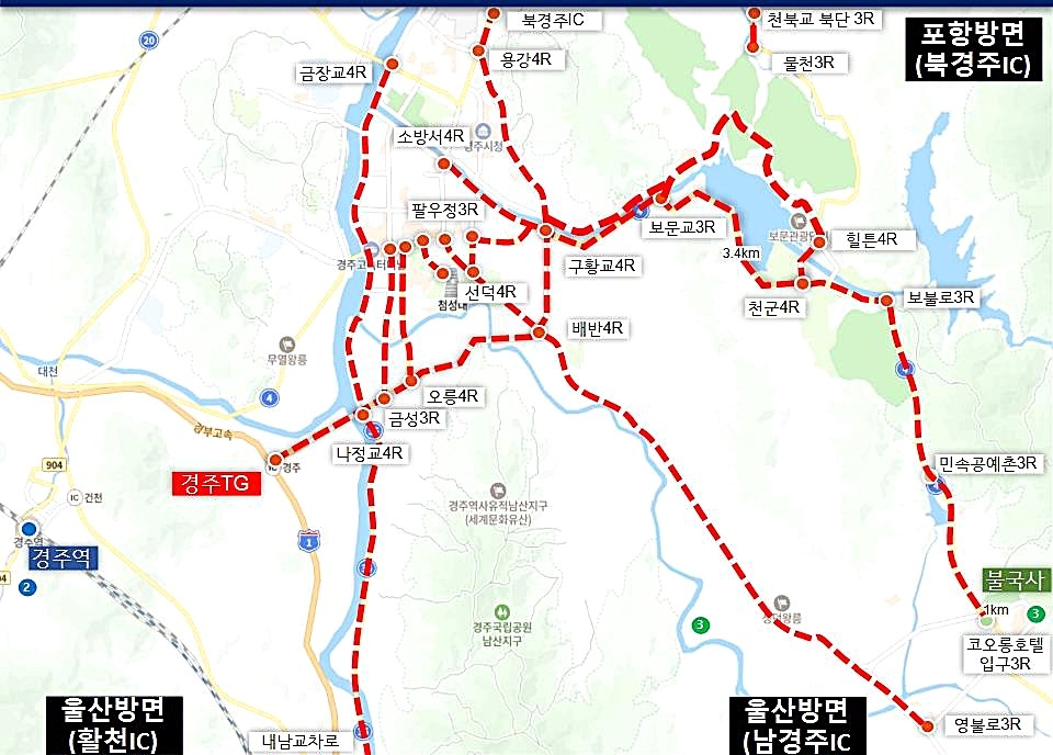 화물차 통행제한 주요 노선도[경부경찰청 제공]