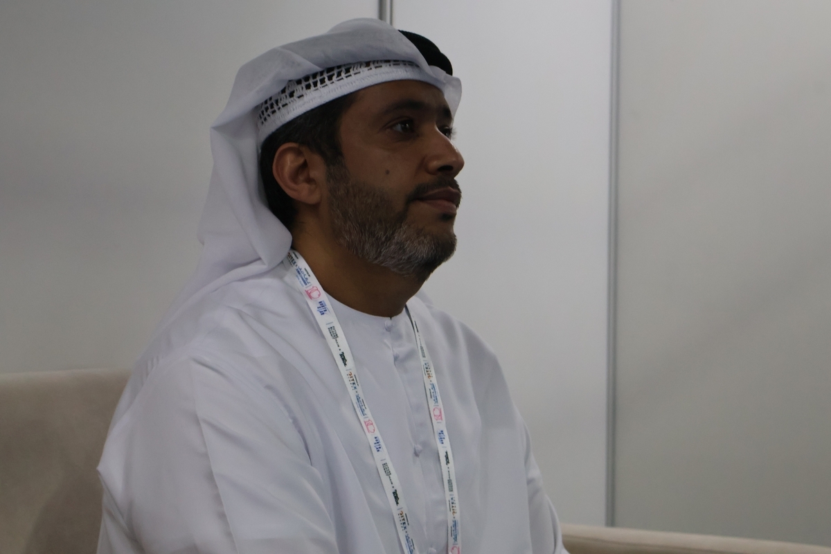 Executive Director Saeed Al Falasi of the Dubai Future Foundation speaks during a session with reporters in Dubai, the United Arab Emirates, on Sunday. (Yonhap)