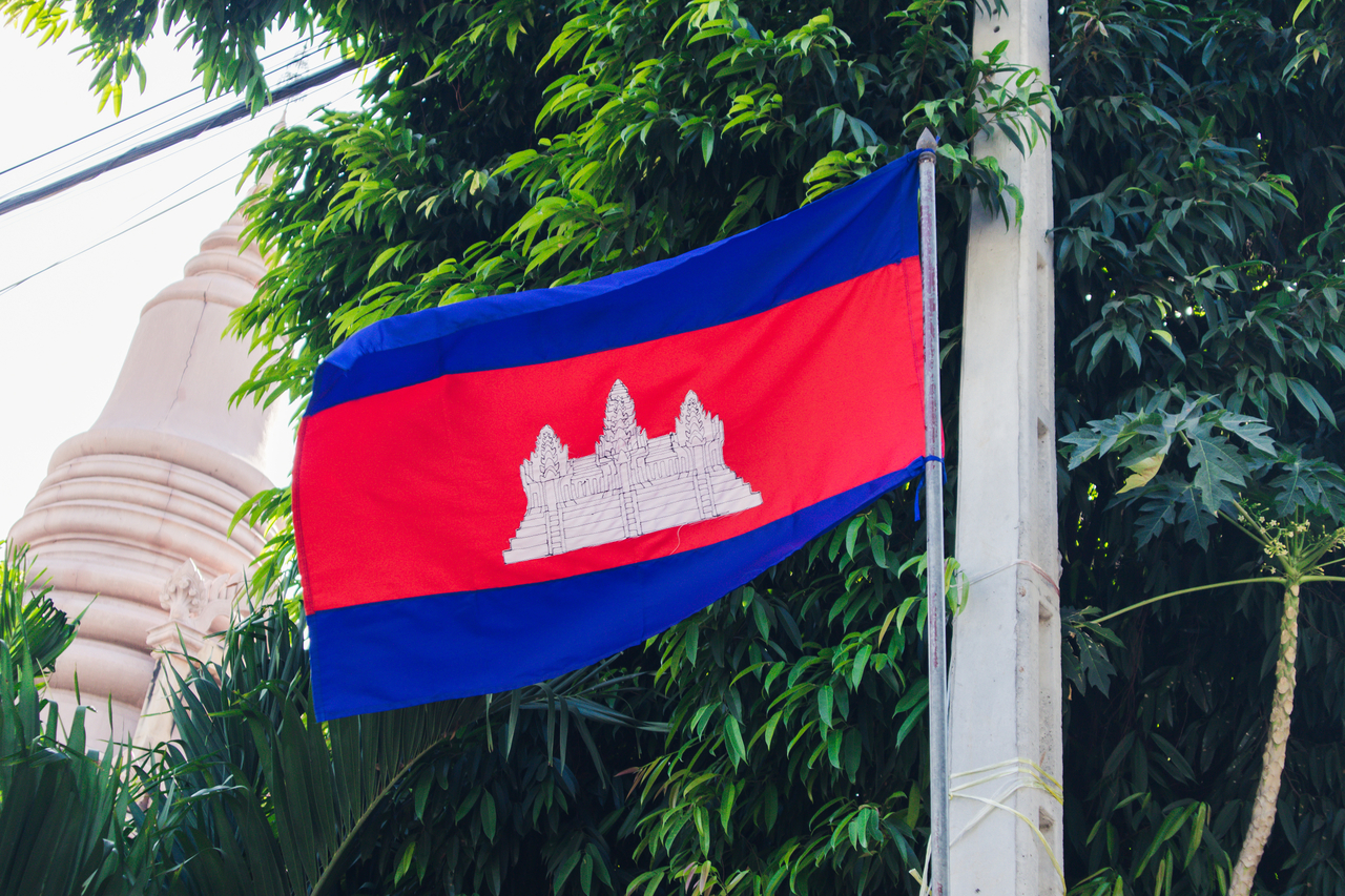 Cambodian flag in Phnom Penh, Cambodia (123rf)