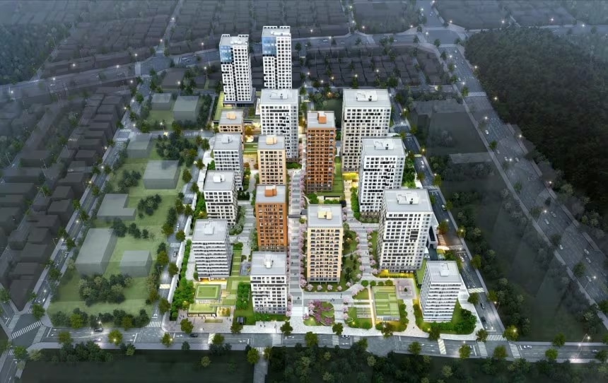 An illustration of a public housing complex set to be built in Garak-dong, Songpa-gu, Seoul, by 2028, which will house an underground bunker with nuclear protection facilities. (Seoul Metropolitan Government)
