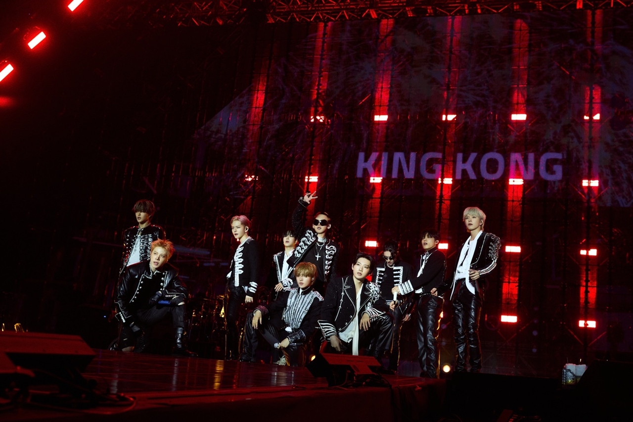 Treasure performs at the KSPO Dome in Songpa-gu, southern Seoul, Friday. (YG Entertainment)