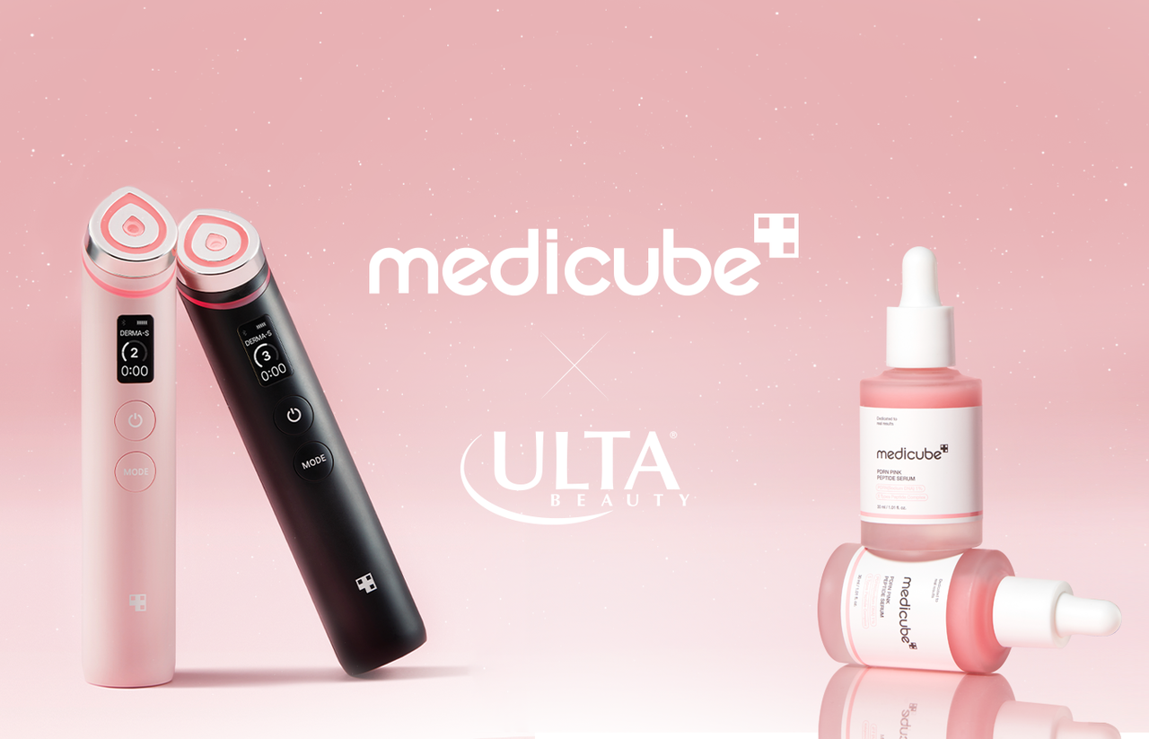 Medicube's beauty device AGE-R Booster Pro (left) and PDRN serum (APR)