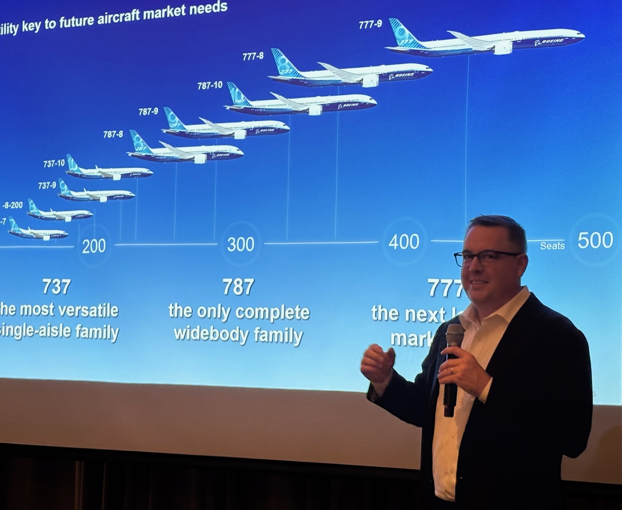 Dave Schulte, managing director of regional marketing at Boeing, speaks during a press briefing at Conrad Seoul in Yeouido. (Boeing)