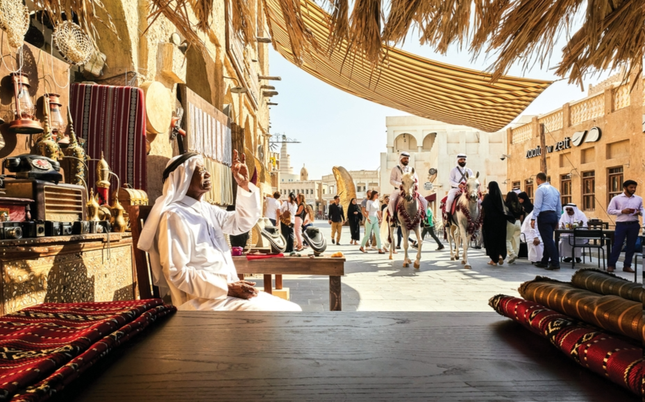 A man sits in a store in a traditional market in Qatar. (Courtsey of Qatar Embassy in Seoul)