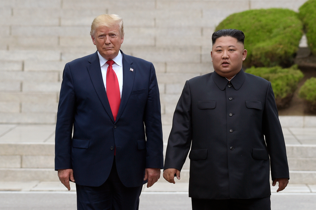 US President Donald Trump (left) meets with North Korean leader Kim Jong-un at the North Korean side of the border at the village of Panmunjom in the Demilitarized Zone on June 30, 2019. (File Photo - AP)