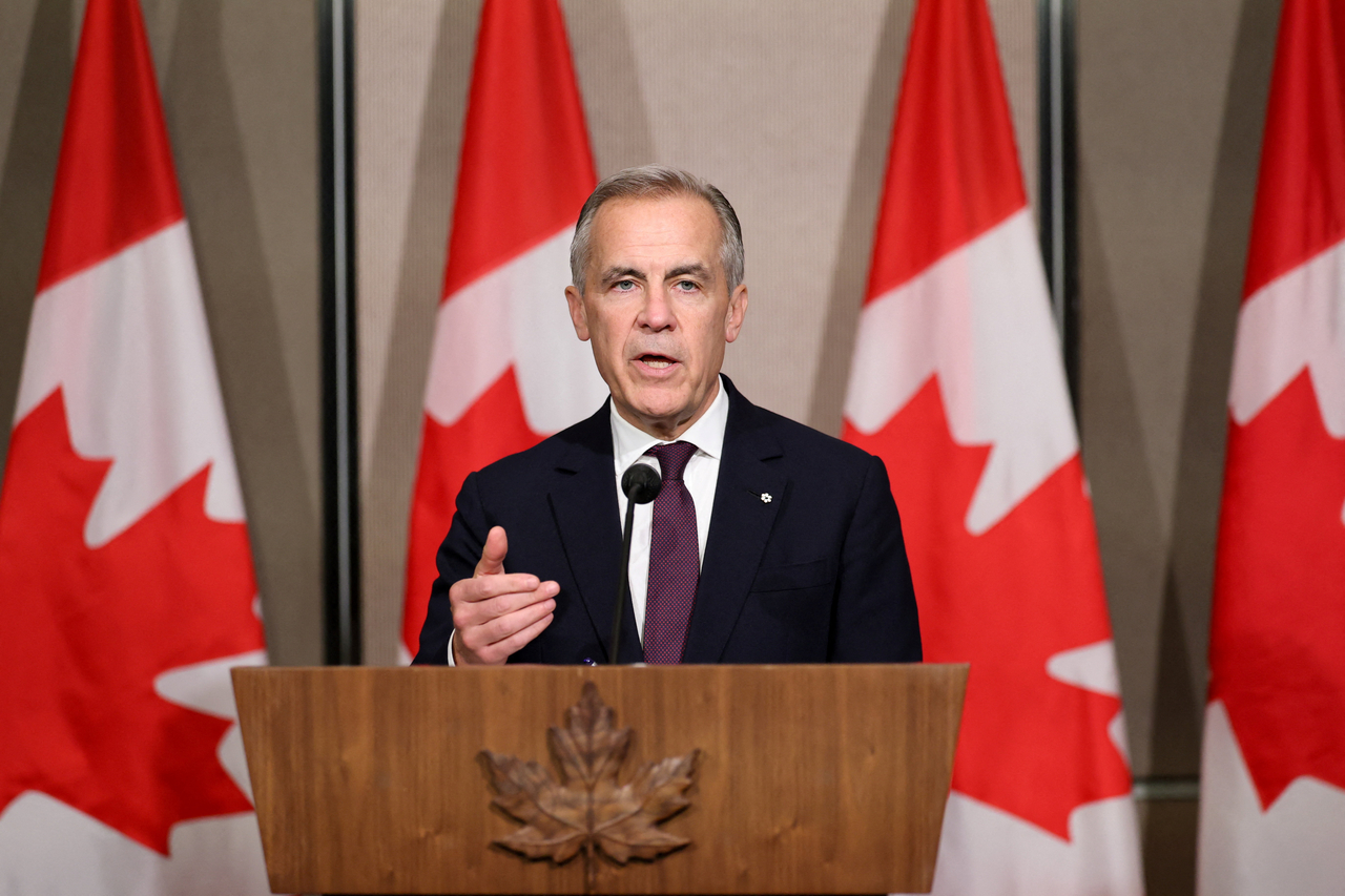 Canada's Prime Minister Mark Carney speaks during a press conference, on the sidelines of the 47th ASEAN Summit in Kuala Lumpur, Malaysia, on Monday (Reuters-Yonhap)