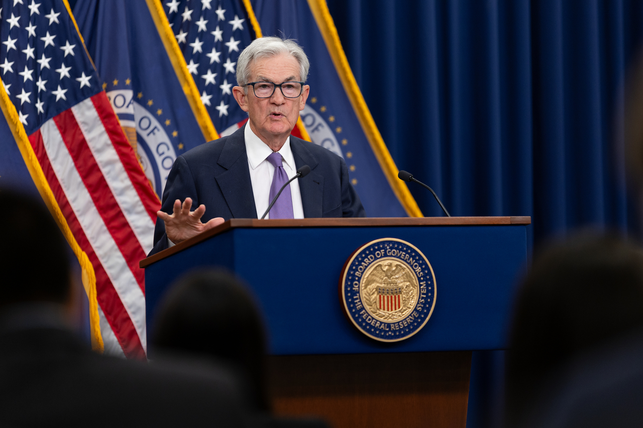 US Federal Reserve Chair Jerome Powell attends a press conference in Washington, Wednesday. (Xinhua-Yonhap)