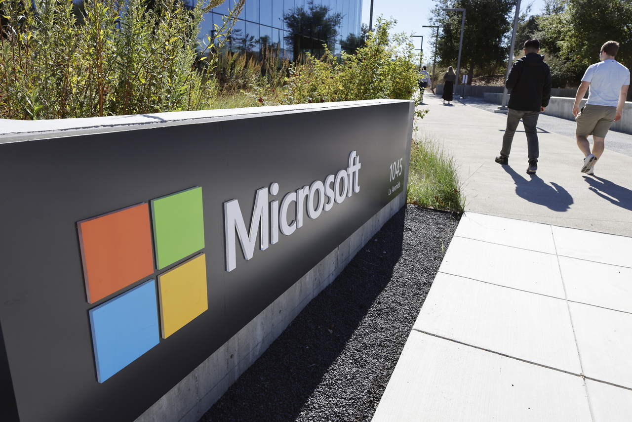 Microsoft signage at their corporate offices in Mountain View, California, on Oct. 28   EPA-Yonhap
